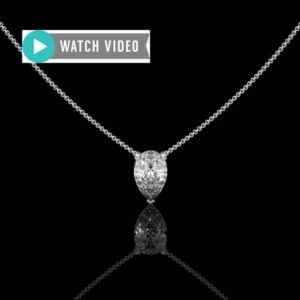 Platinum 1 Carat E color VS1 clarity Pearshape IGI Certified Prong Set Solitaire Pendant Necklace with Chain Lab Grown Diamond