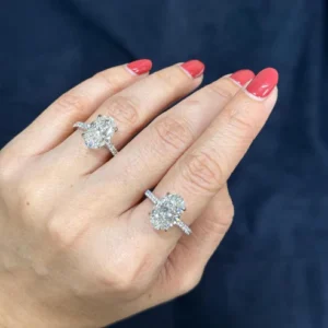 4 Carat Oval E/VS Diamond Solitaire Engagement Ring, CVD Diamond Cathedral Engagement Ring, Lab Created Diamond Ring, 14k White Gold