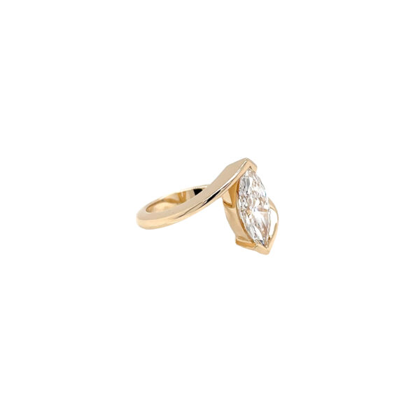 14kt Yellow Gold Solitaire Ring with Marquise Cut Diamond 2.20CT - Image 3