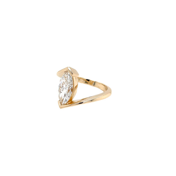 14kt Yellow Gold Solitaire Ring with Marquise Cut Diamond 2.20CT - Image 2