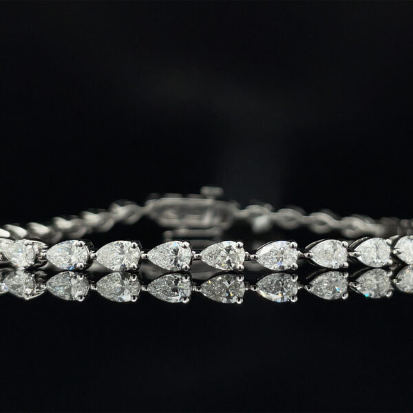 5 CTW Pear Lab Grown Diamond Tennis Bracelet – East-West, 7 inches - Image 2