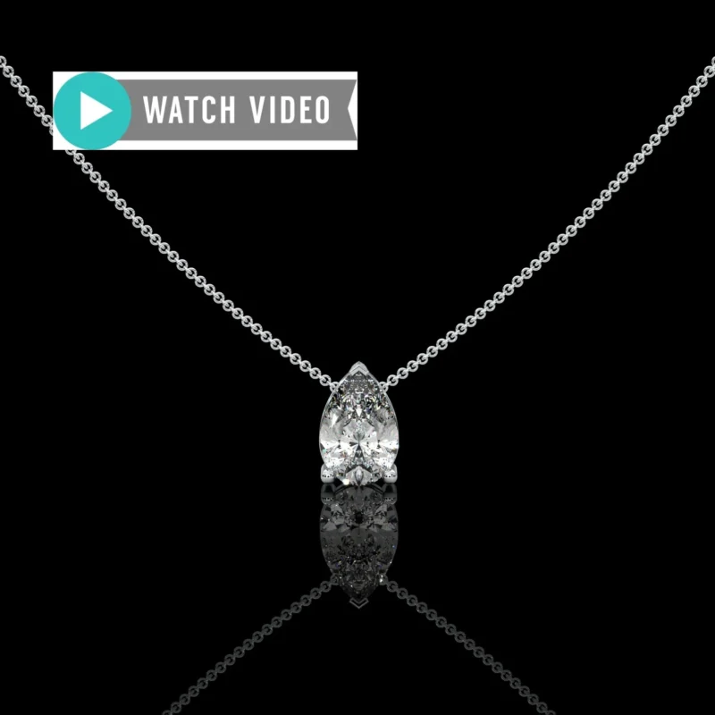 Platinum 1-5 Carat Diamond E color VS1 clarity Pearshape IGI Certified Prong Upright Solitaire Pendant Necklace with Chain Lab Grown Diamond