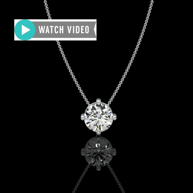 Platinum 1-5 Carat E color VS1 clarity Round Brilliant IGI Certified 4 Prong On Bias Solitaire Pendant Necklace with Chain Lab Grown Diamond