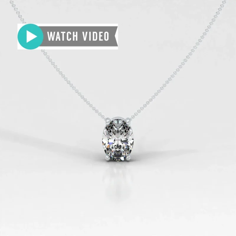 1-5 Carat E color VS1 clarity Oval Upright IGI Certified 4 Prong Solitaire Pendant Necklace with Chain Lab Grown Diamond