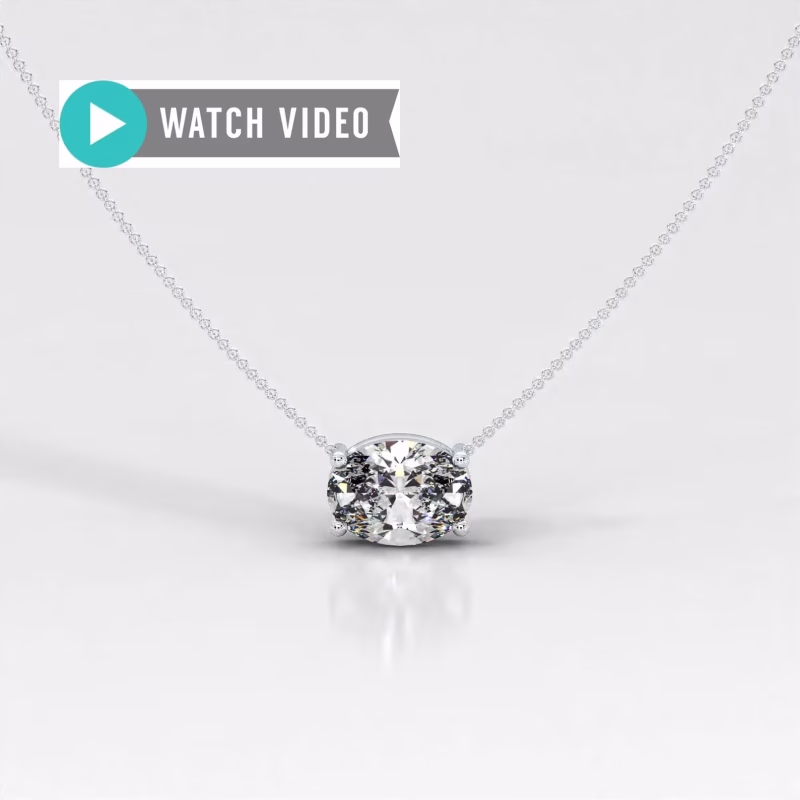 1-5 Carat E color VS1 clarity Oval Sideways IGI Certified 4 Prong Solitaire Pendant Necklace with Chain Lab Grown Diamond