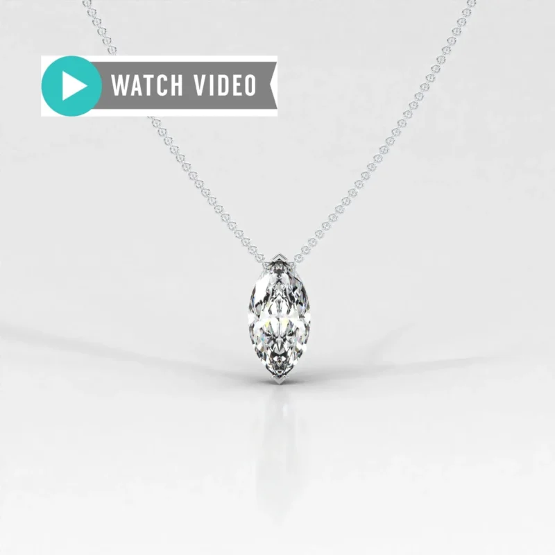 1-5 Carat E color VS1 clarity Marquise Upright IGI Certified V Prong Solitaire Pendant Necklace with Chain Lab Grown Diamond