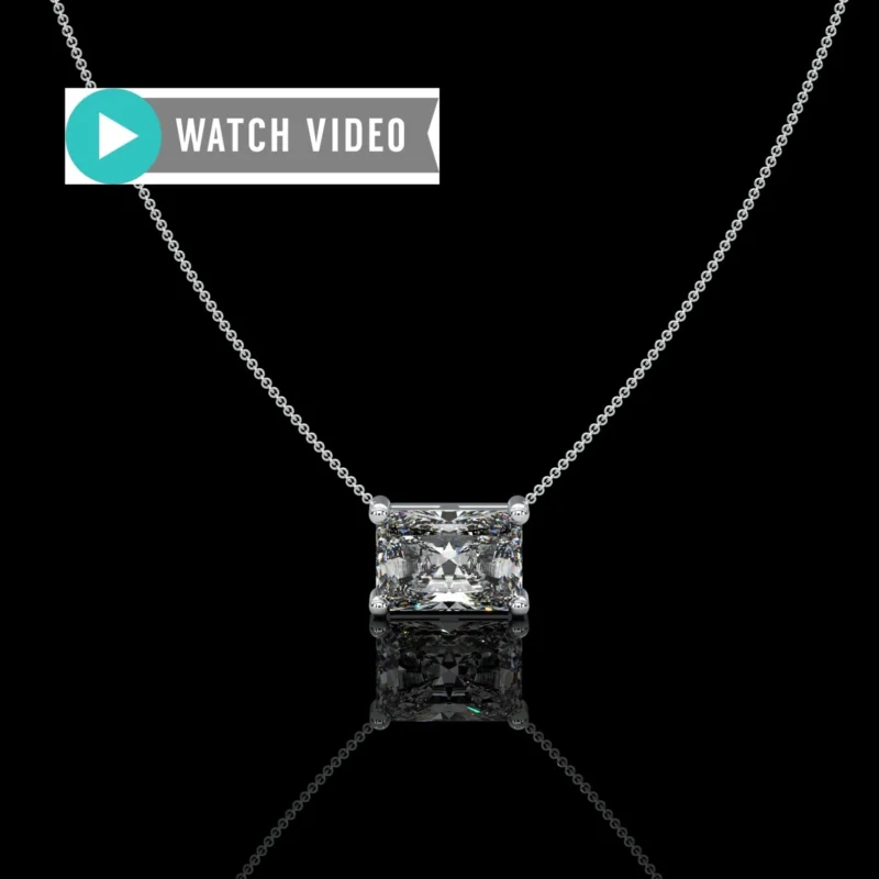 Platinum 1-5 Carat E color VS1 clarity Radiant Cut Sideway IGI Certified Prong Solitaire with Adjustable 18in Necklace Lab Grown Diamond CVD