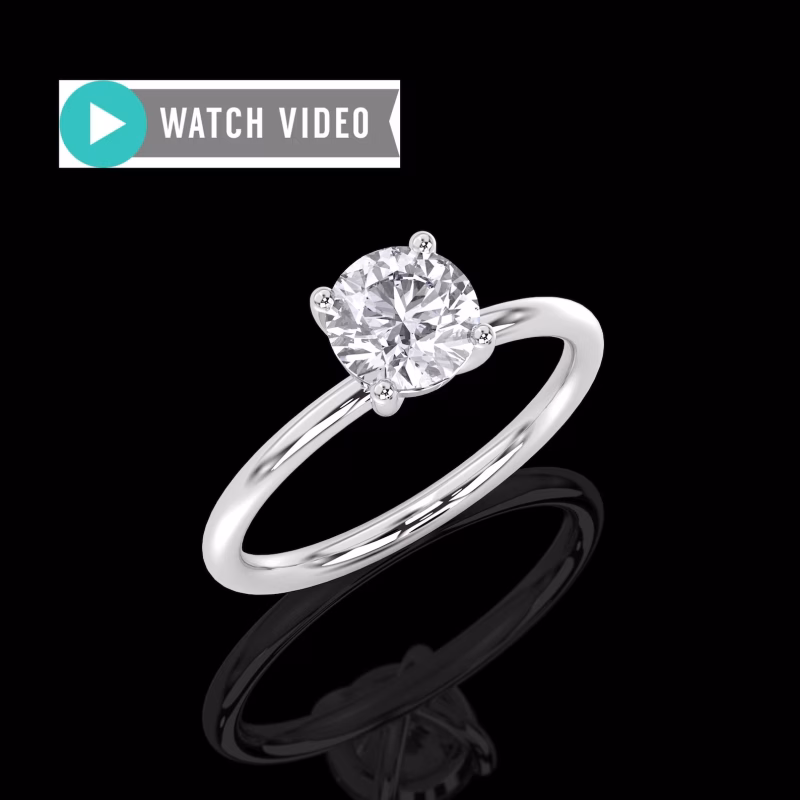 1.00ctw Round Brilliant Cut E Color VS1 Clarity Solitaire Engagement Ring In A Smooth Round Wire Setting 14kt Gold IGI Certified