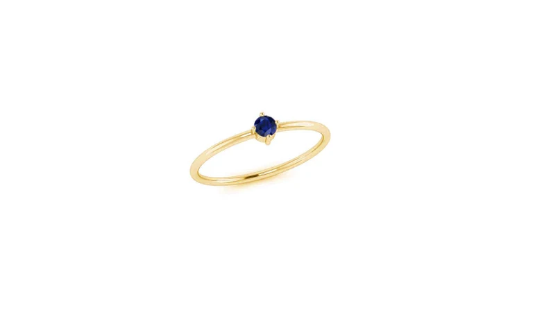 14kt Solo Bias Blue Sapphire Ring in ,White Gold ,Rose Gold, Engagement, Wedding, Anniversary, Stacking Ring, Dainty, September Birthstone