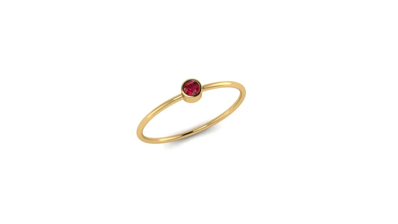 Ruby Ring-Bezel Set 14kt Gold Solo -White Gold-Rose Gold-Gift-Wedding -Anniversary-Engagement-Stackable Ring-Dainty-July Birthstone