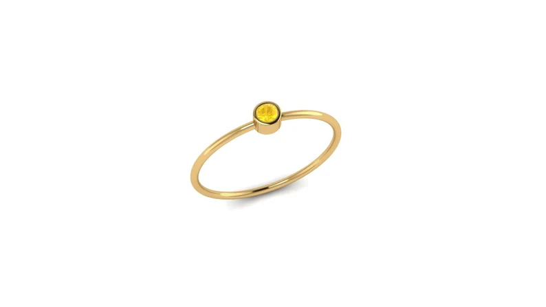 14kt Gold Citrine Ring Solo Bezel Set-White Gold-Rose Gold-Solid Gold-Minimalist-Dainty- November Birthstone-Birthday-Wedding-Anniversary