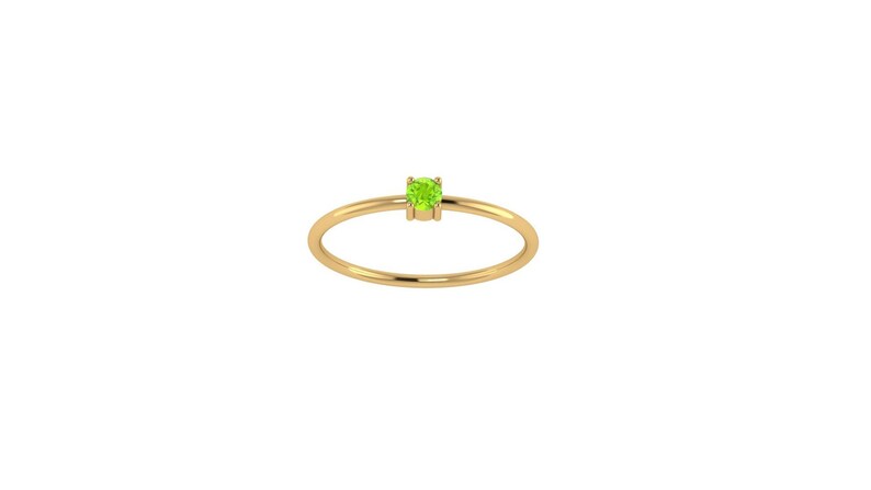 14kt Gold Solo Peridot Ring ,White Gold, Rose Gold, Anniversary, Wedding, Engagement, Stackable, Dainty, Minimalist, August Birthstone