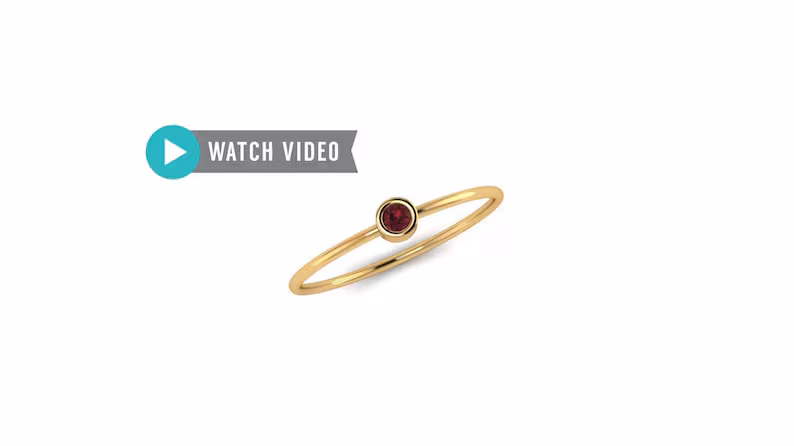 14kt Genuine Garnet Bezel Set Stackable, Wedding, Anniversary, Engagement, Stackable Ring, Minimalist ,January Birthstone Sold Gold Delicate