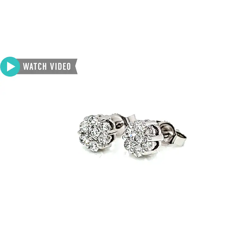 14Kt Solid Gold 0.42-0.21 Ct Pair and 1/2 Pair Genuine Natural Diamond Cluster,Stud Earrings, Diamond, Engagement, Wedding, April Birthstone