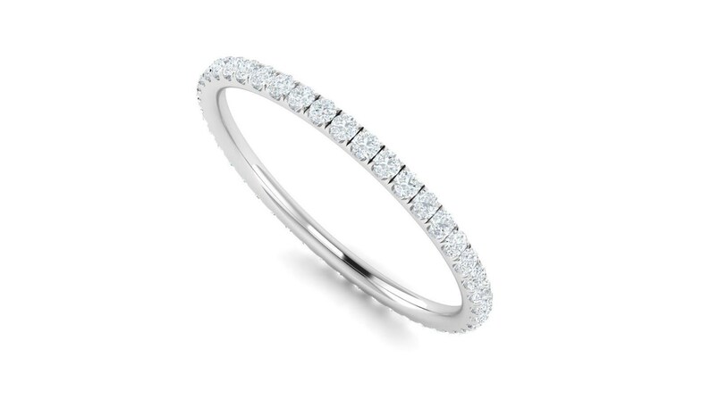 0.50 Ct Comfort Fit Round Natural Diamond Pave 14kt White Gold Eternity Band Ring F VS2