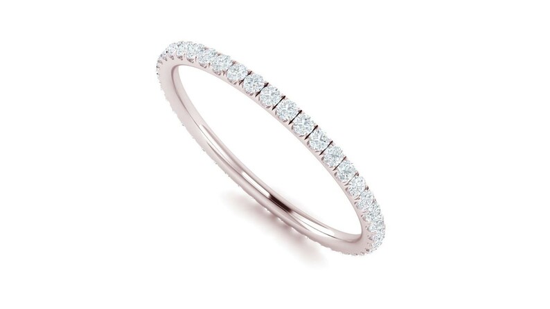 0.50 Ct Comfort Fit Round Natural Mined Diamond Pave 14kt Rose Gold Eternity Band Ring F VS2