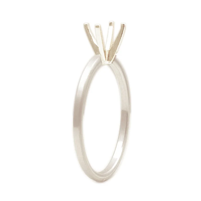 Solid 14kt White Gold 4 Prong Diamond Engagement Ring Solitaire Setting