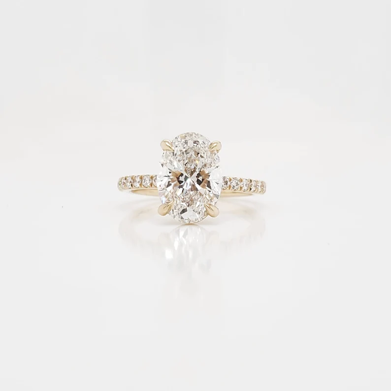 2.25ct Lab Grown Oval E VS1 3X Engagement Ring