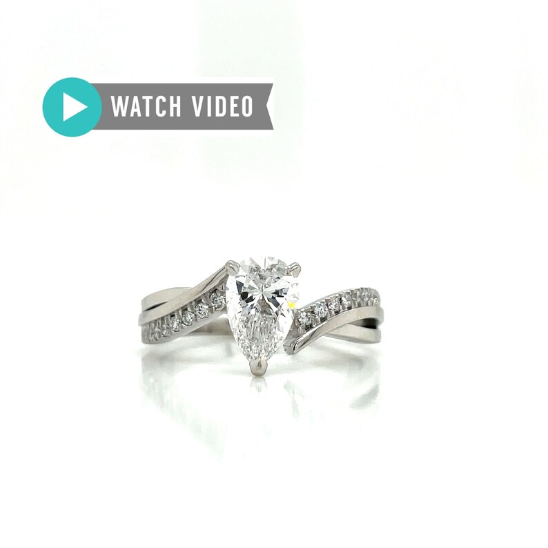 1.23Ctw D/VVS1 IGI Certified Pear Cut Lab Grown Diamond Engagement Ring, Pave Set Diamonds Solid 950 Platinum