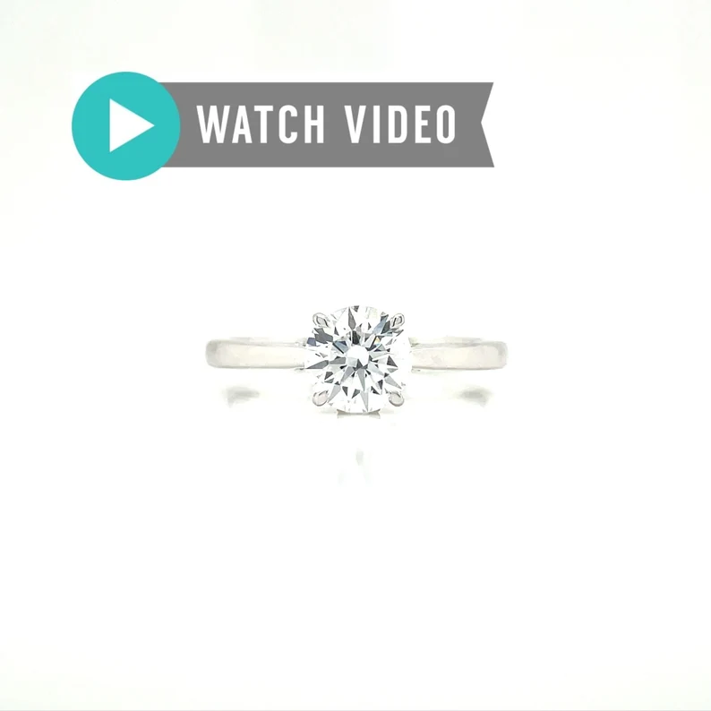 Round 1.26 Carat IGI Certified E color VS1 Clarity Hidden halo Lab Grown Diamond Solitaire Engagement Ring 14kt Gold/Anniversary/Birthday