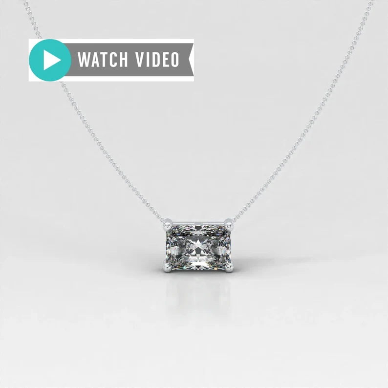 1-5 Carat Diamond E color VS1 clarity Radiant IGI Certified 4 Prong Solitaire Pendant Necklace with Chain Lab Grown Diamond
