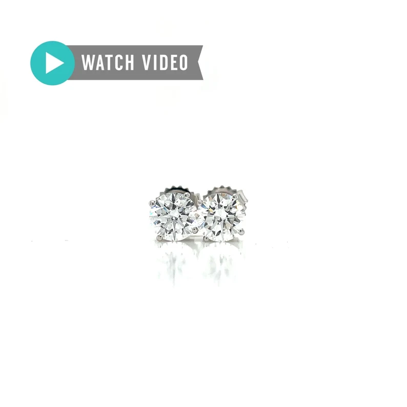 2 carat total IGI Certified E/F Color VS1 Clarity Round Brilliant Cut Lab Grown Diamond 4 Prong Basket Studs 14kt White Gold Screwbacks