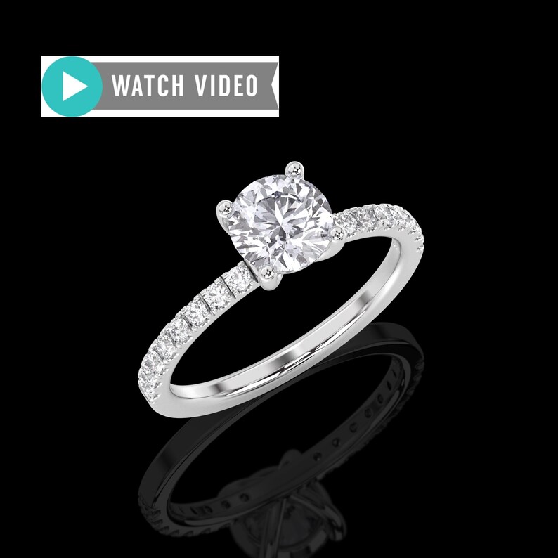 1.25ctw Round Brilliant Cut E Color VS1 Clarity Hidden Halo Engagement Ring In Solid 14kt Gold Lab Grown Diamond IGI Certified