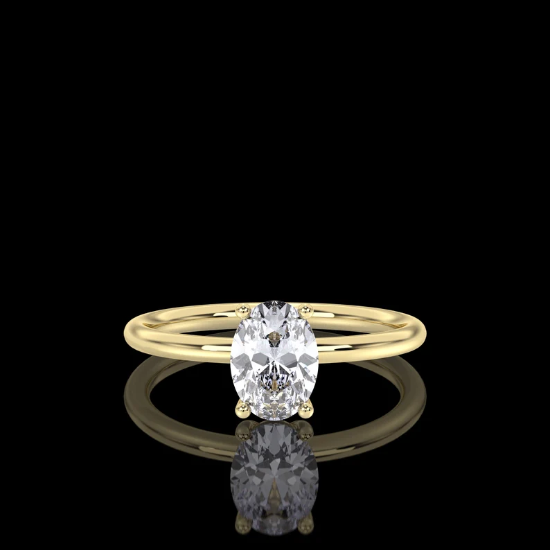 1.00 Carat IGI Certified E/VS1 Oval Cut Diamond Solitaire Engagement Ring, Lab Grown Hidden- Halo Engagement Wedding Ring 14Kt