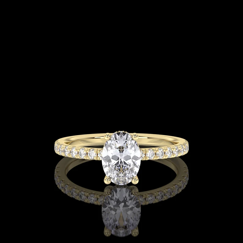 1.30 Carat IGI Certified E/VS1 Oval Cut Diamond Solitaire Engagement Ring, Lab Grown Diamond Hidden Halo Engagement Wedding Ring 14Kt