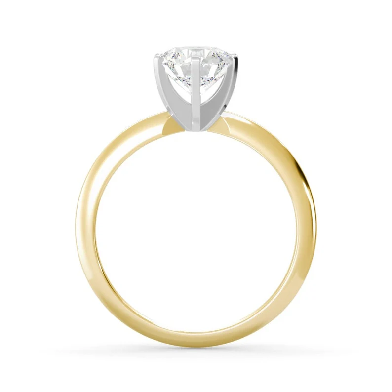 Two Tone 6 Prong Knife Edge Ring IGI Certified E\VS1 Solitaire Engagement ring Lab Grown Diamond Solid 14kt Gold