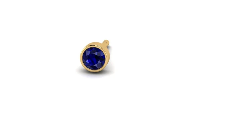 Dainty, Tiny Solid Gold,Blue Sapphire, Bezel Set, Stud 1/2 pair, White Gold, Rose Gold, Sapphire Birthstone, Minimalist, Birthday,Engagement