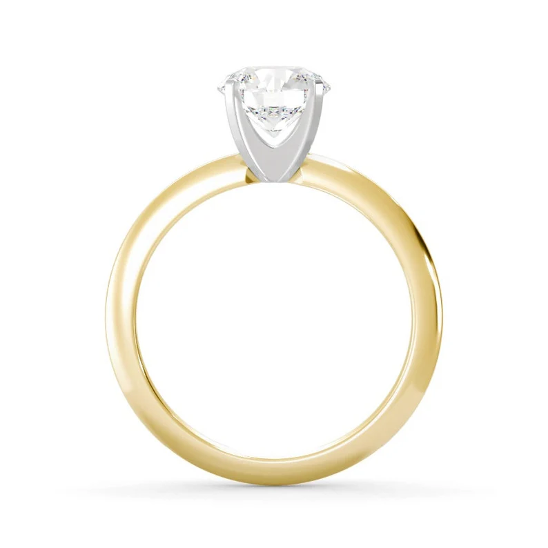Two Tone 4 Prong Knife Edge Ring IGI Certified E\VS1 Solitaire Engagement ring Lab Grown Diamond Solid 14kt Gold