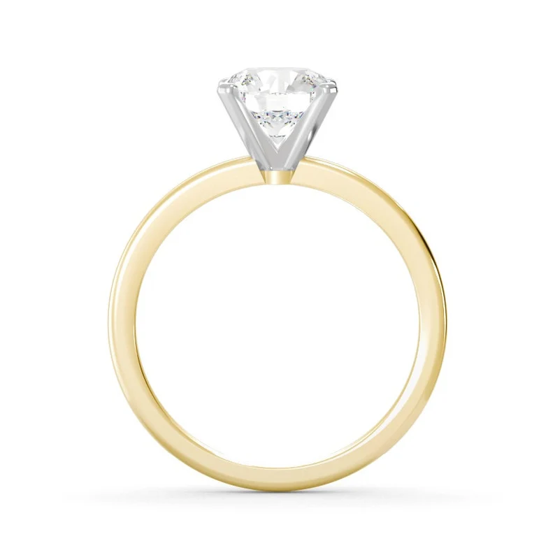 Two Tone Half Round Shank With Stamped 4 Prong Head E\VS1 Solitaire Engagement ring IGI Certified Lab Grown Diamond Solid 14kt Gold