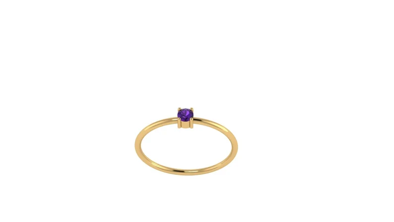 14kt Gold Amethyst Ring Four Prong-White Gold-Rose Gold-Engagement-Wedding-Anniversary-Birthday-Stackable-Dainty-February Birthstone