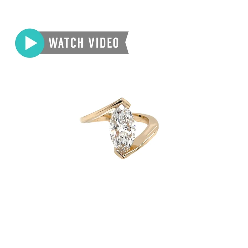 Marquise 2.15 Carat E Color VS1 Clarity IGI Certified Excellent Cut V Prong Set Bypass Diamond Ring Lab Grown
