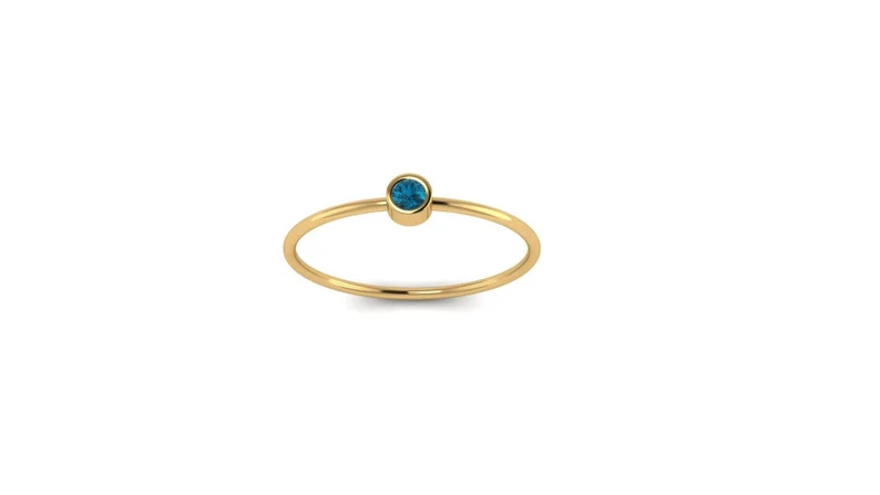 14kt Gold London Blue Topaz Solo Bezel Set Ring, Wedding, Engagement, Anniversary,Stackable, Minimalist,December Birthstone