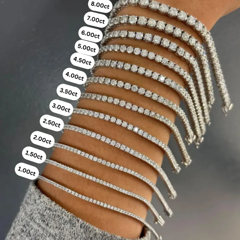 Lab Grown Diamond Tennis Bracelet for Women - 14K White, Yellow, Rose Gold - 1-10 Carat - Mothers Day Gift, DEF color, VVS clarity