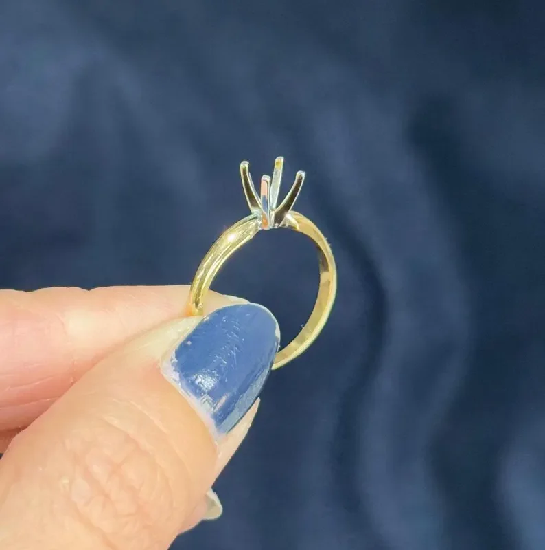 Solid 14K 2 Tone Gold 4 Prong Diamond Engagement Ring Solitaire Setting Mounting Semi Mount