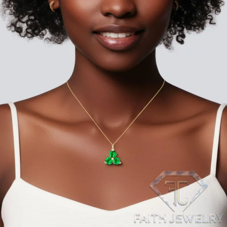 14kt Solid Gold Emerald Pendant, Emerald Necklace, Gold Emerald Necklace, May Birthstone, Gift For Her, Dainty Necklace, Gemstone Necklace