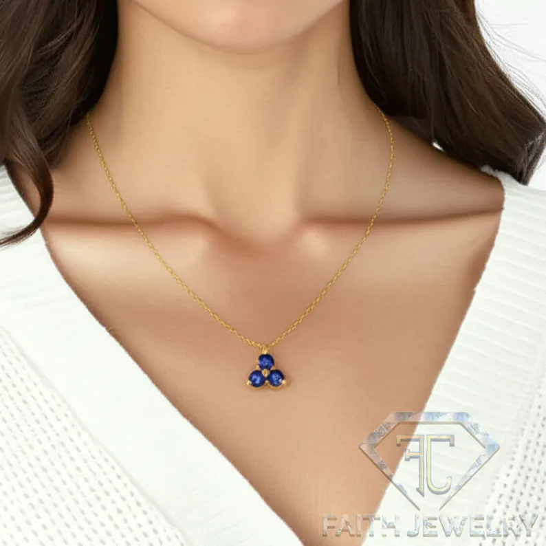Sapphire Pendant, Blue Sapphire Necklace, Solid Gold, September Birthstone Necklace, Minimalist, Gift For Her