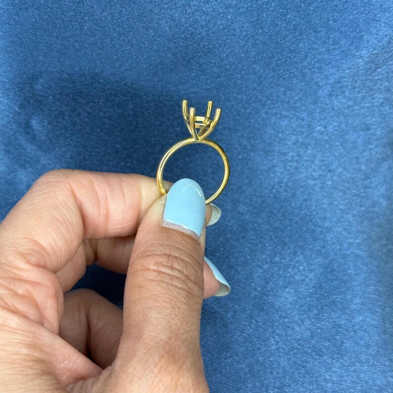 4 Prong 10kt 14kt 18kt Solid Yellow Gold Round Wire Mounting For Round Cut Diamond & Gemstone 5mm-10mm for 0.50ct-4.00ct Semi Mount