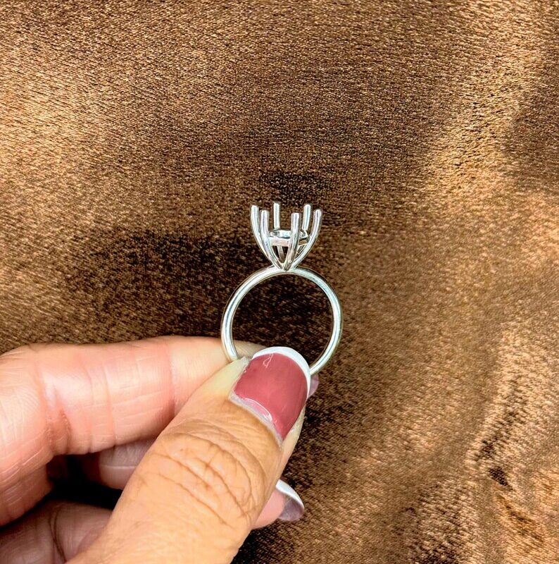 6 Prong Solid Platinum Round Wire Mounting For Round Cut Diamond & Gemstone 5mm-10mm for 0.50ct-4.00ct Semi Mount