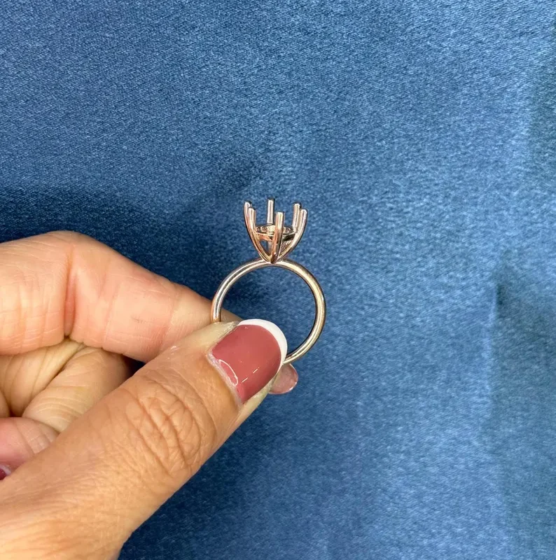 6 Prong 10kt 14kt 18kt Solid Rose Gold Round Wire Mounting For Round Cut Diamond & Gemstone 5mm-10mm for 0.50ct-4.00ct Semi Mount