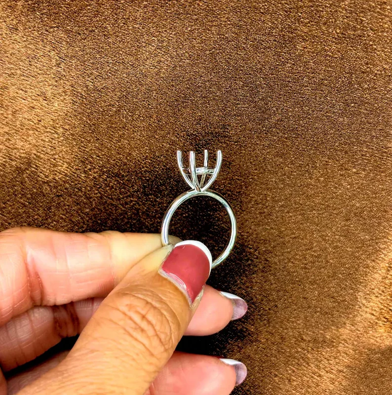 4 Prong Solid Platinum Round Wire Mounting For Round Cut Diamond & Gemstone 5mm-10mm for 0.50ct-4.00ct Semi Mount